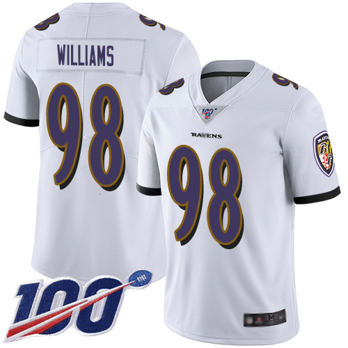 Baltimore Ravens Limited White Men Brandon Williams Road Jersey NFL Football 98 100th Season Vapor Untouchable